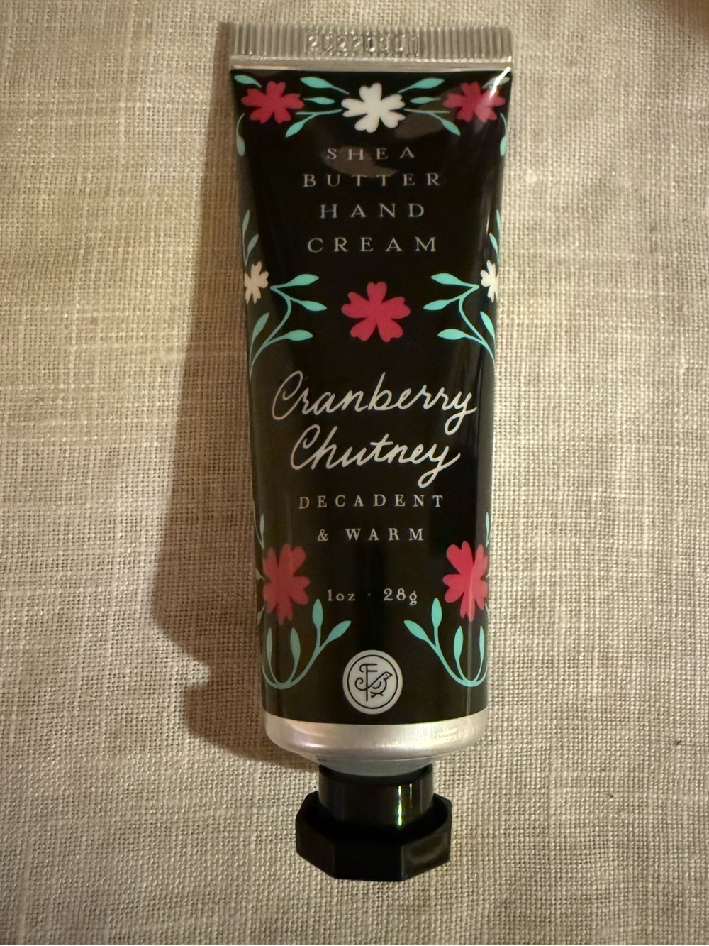 Shea Butter Cranberry Chutney Hand Cream - Black with Pink Floral Accents